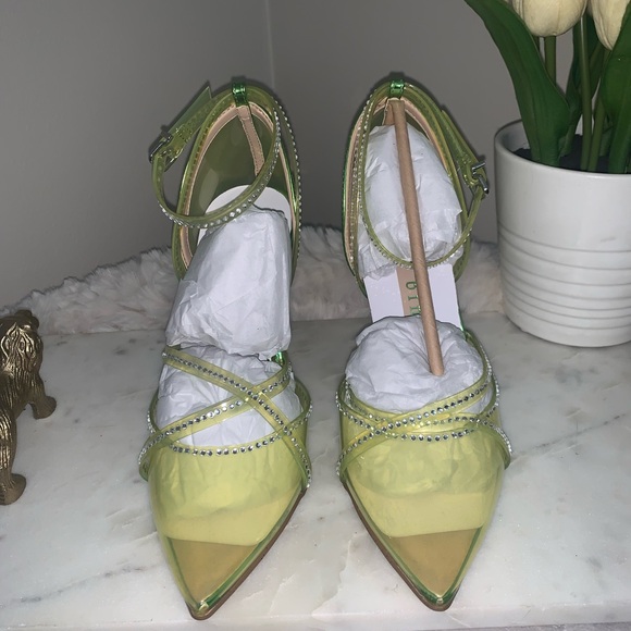 Gianna Bini Lime Rhinestone Heels 💚✨ - Picture 3 of 3